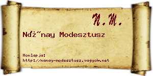 Nánay Modesztusz névjegykártya